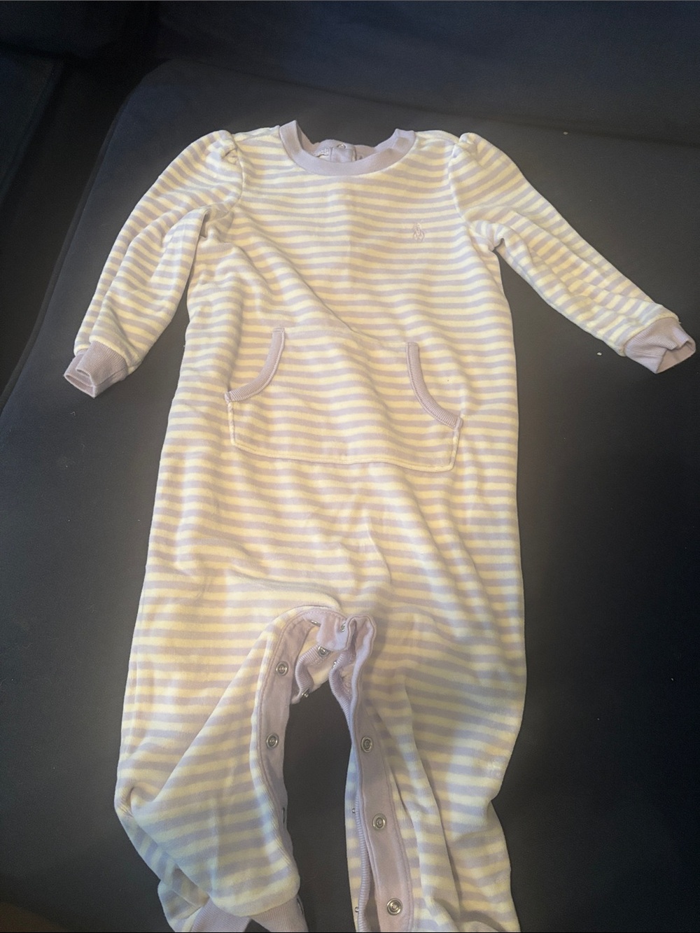 Ralph Lauren lilac & White Stripe Footie One-Piece